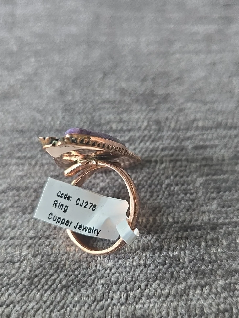 Copper~Charolite Teardrop Stone Ring~Adj.~NWT
